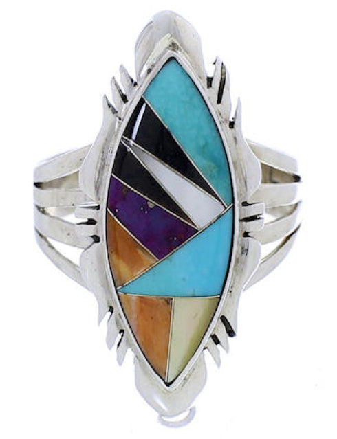 Multicolor Southwest Sterling Silver Ring Size 8-3/4 JX38214